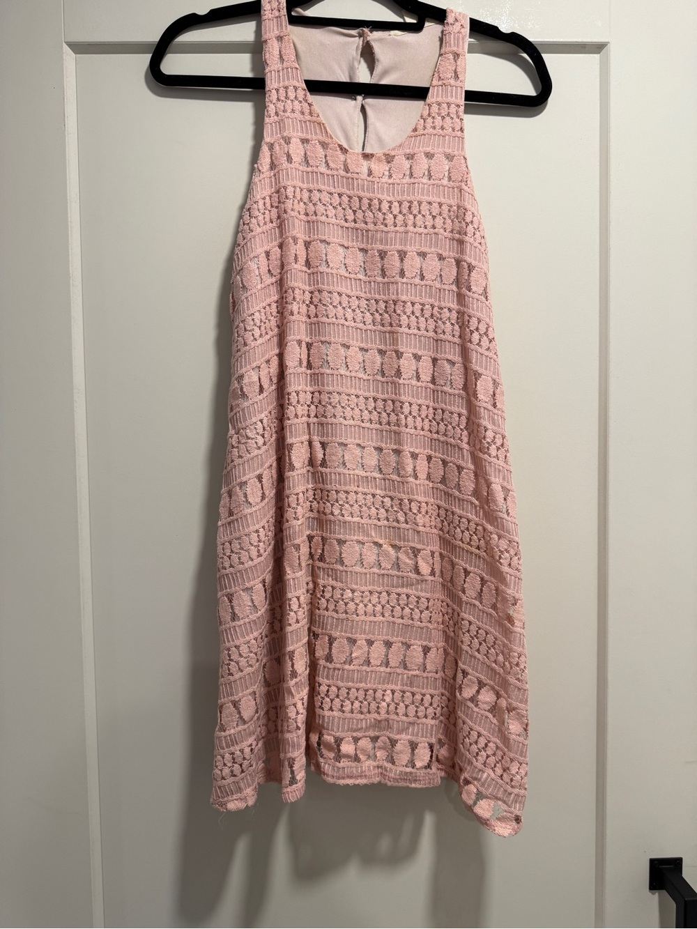 miami Light Pink Crochet Tank Mini Dress